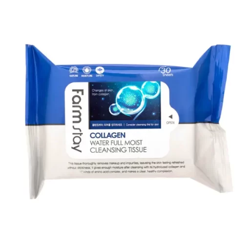 FARMSTAY Collagen  Water Full Moist Cleansing Tissue 30 pcs-Κορεάτικα Μαντιλάκια Καθαρισμού Με Κολλαγόνο